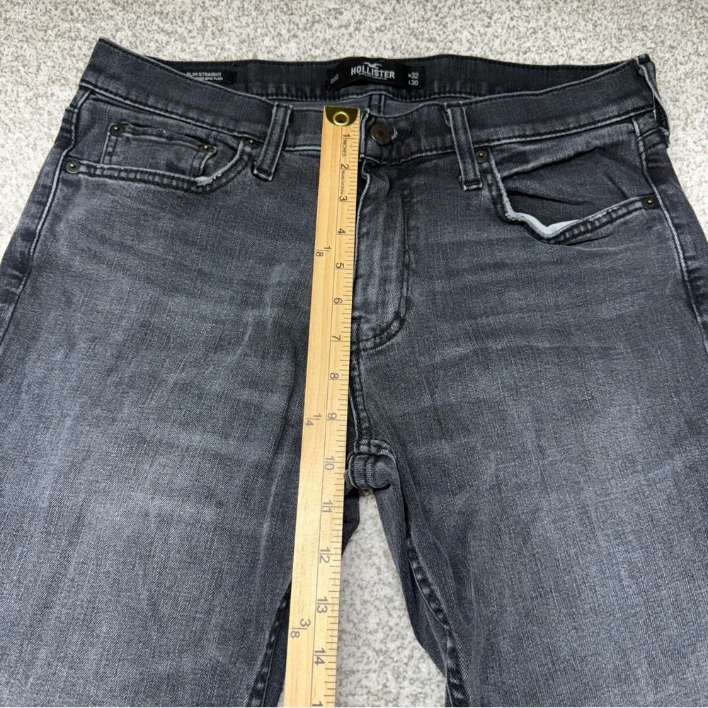 Women’s Hollister Dark Wash Black Gray Slim Straight Leg Jeans Size‎ 32x29